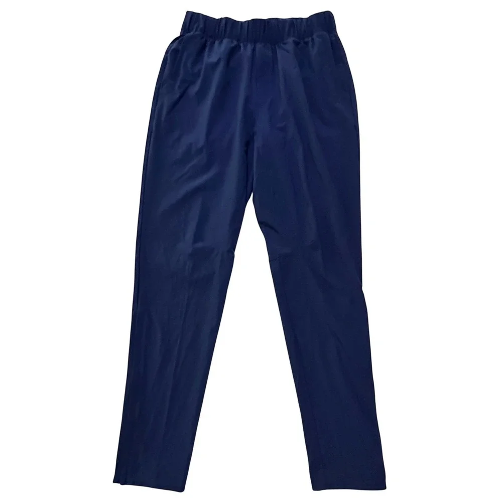 Adidas Mens Woven Track Pants M Navy Blue Ankle Zip Tapered Athletic Activewear